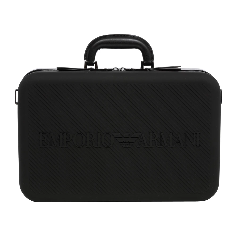 Emporio Armani Zwarte Crossbodytas met Diagonaal Relief Black Heren