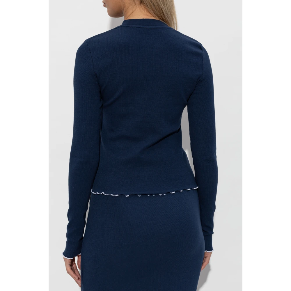 Rotate Birger Christensen Geribbelde Top Blue Dames