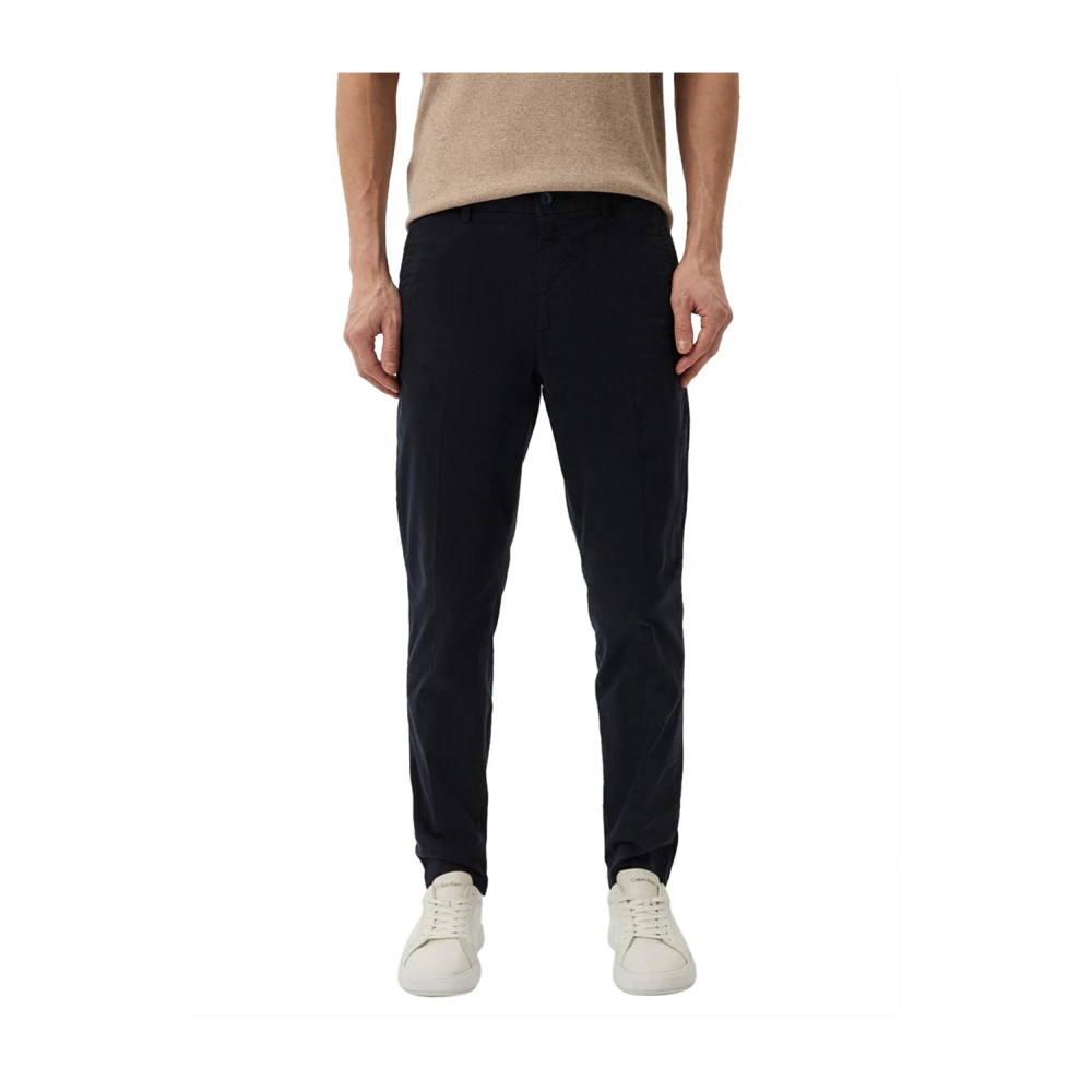 Hugo Boss Donkerblauwe Tapered Katoenen Chino Broek Blue Heren