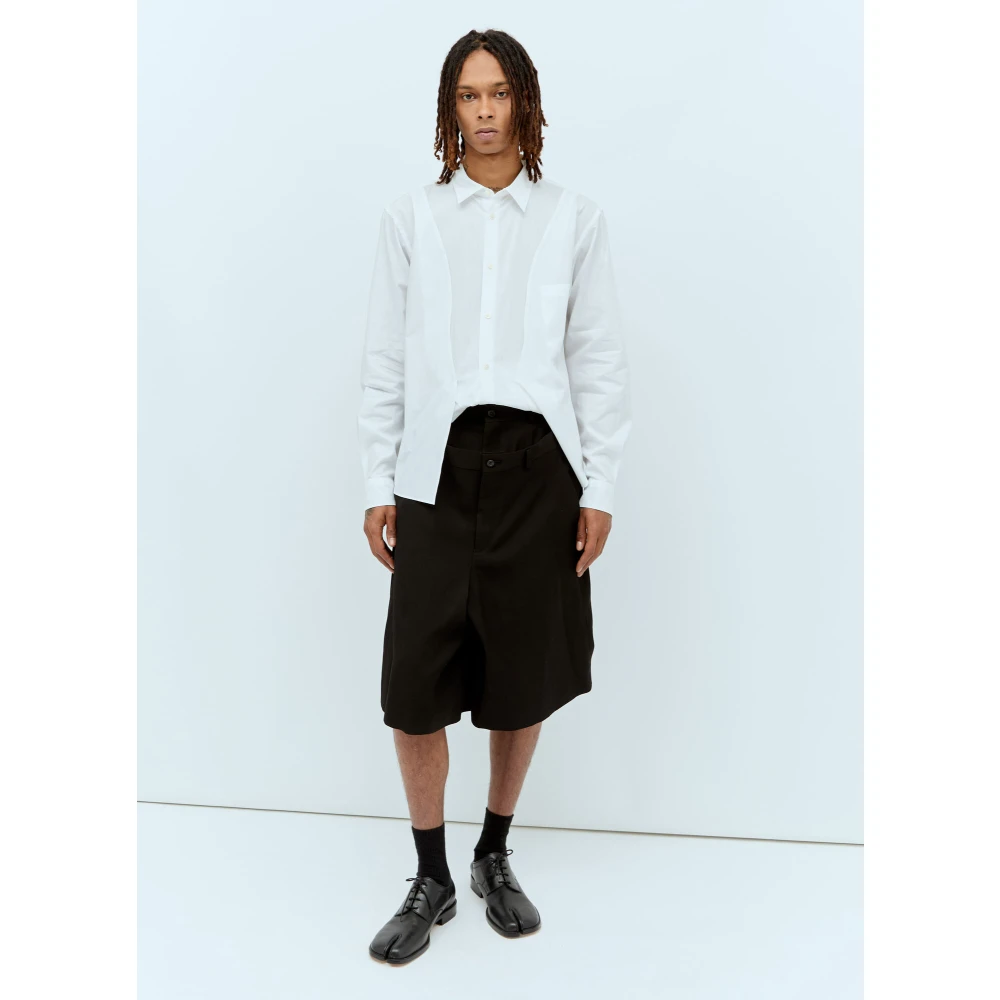 Comme des Garçons Gestructureerde Draperende Bermuda Shorts Black Heren