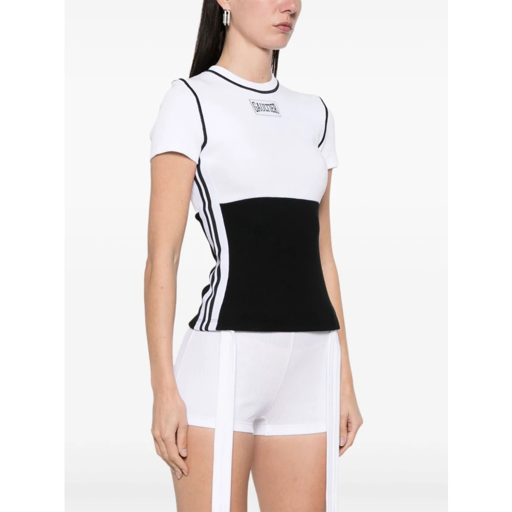 Jean Paul Gaultier Korte Mouw Katoenen T-shirt Wit Zwart White Dames