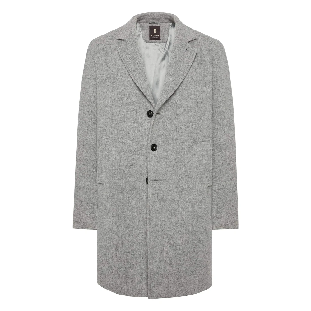 Boggi Milano Enkelrijige wollen jas Gray Heren
