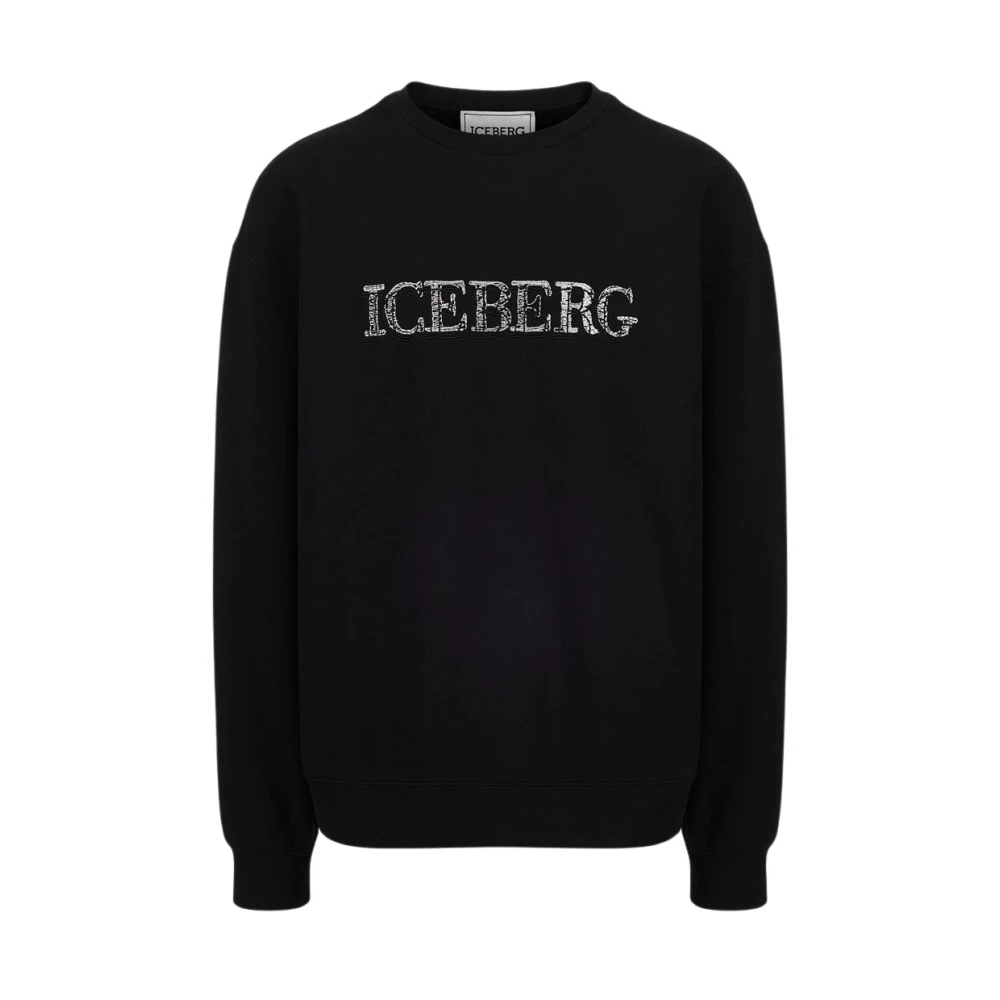 Iceberg Zwarte Logo Crewneck Sweatshirt Black Heren