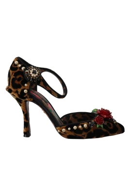 Leopard Ankelrem Sandaler med Blomsterdekorationer
