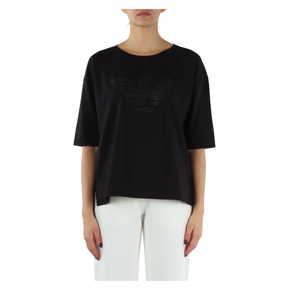 Emporio Armani Oversized T-shirt met geborduurd logo Black Dames
