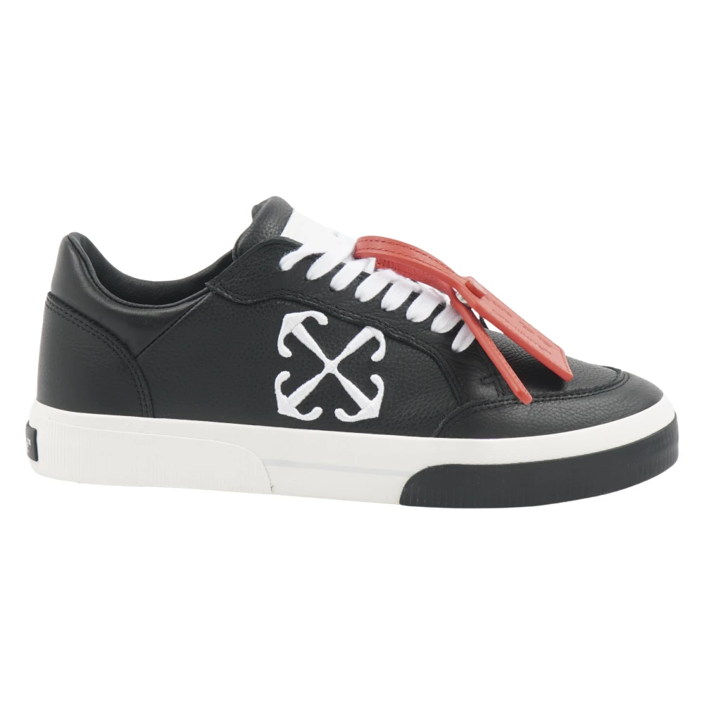 Off New Low Vulcanized Calf Lea Heren Schoenen Zwart
