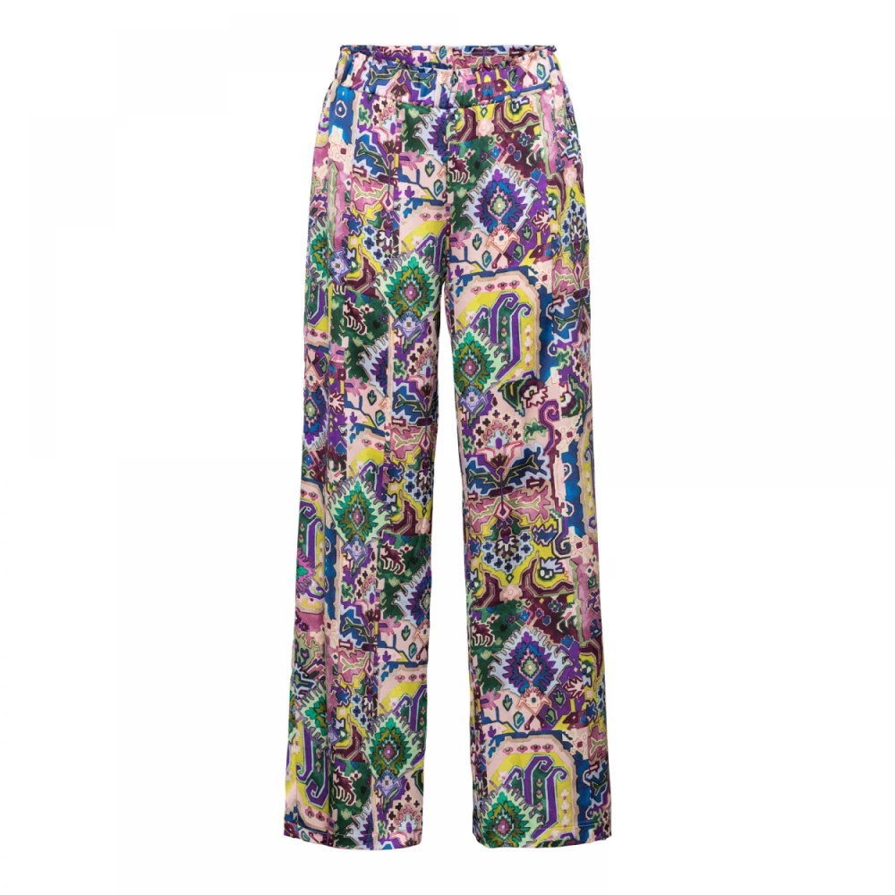 &Co Woman Wijde Groene Patroon Broek Multicolor Dames