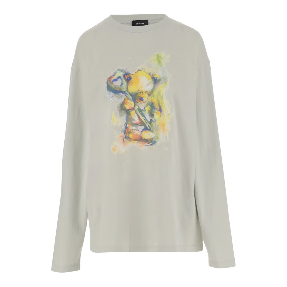 We11Done Katoenen trui met teddybeerprint Green Heren