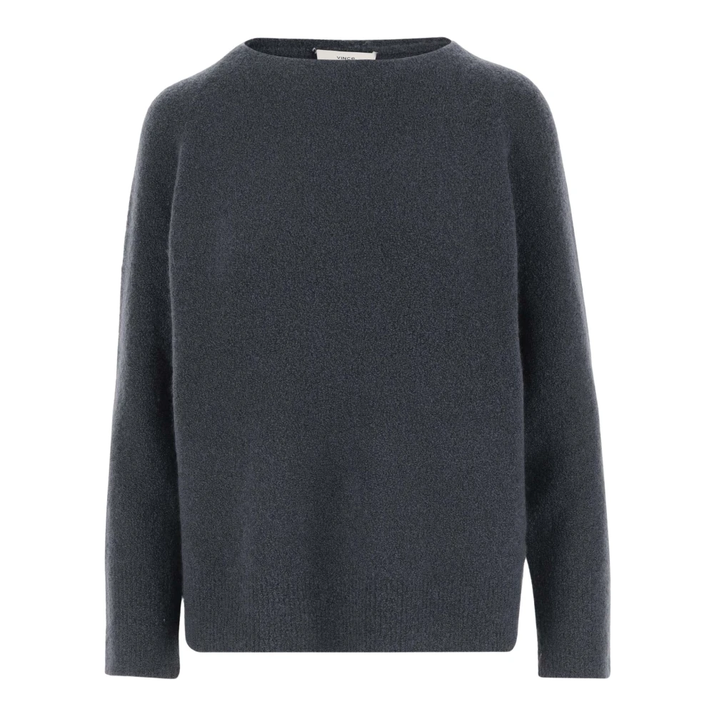 Vince Navy Wolmix Crew Neck Sweater Blue Dames