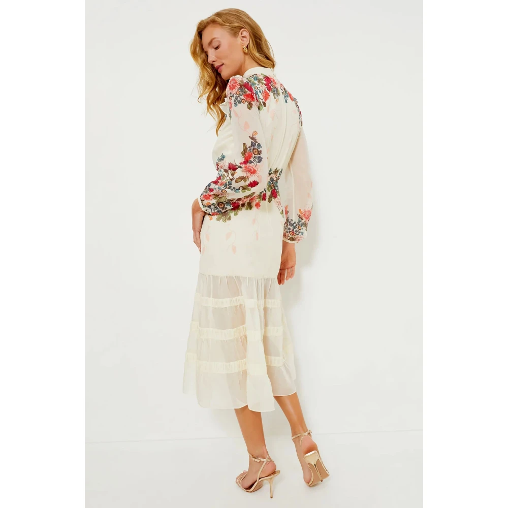 Saloni Jardine Cream Jacqui C Jurk White Dames