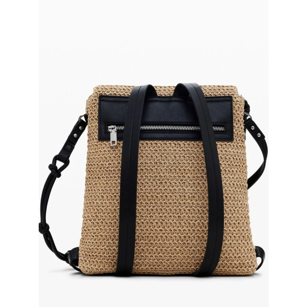 Desigual Raffia rugzak met meerdere compartimenten Beige Dames