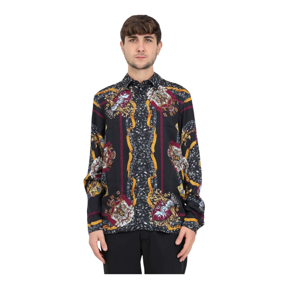 Just Cavalli Overhemd met grafische print en klassieke kraag Black Heren