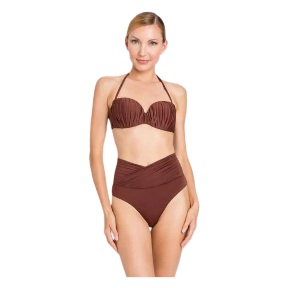 Twinset Plissé Bandeau Bikini Set Brown Dames