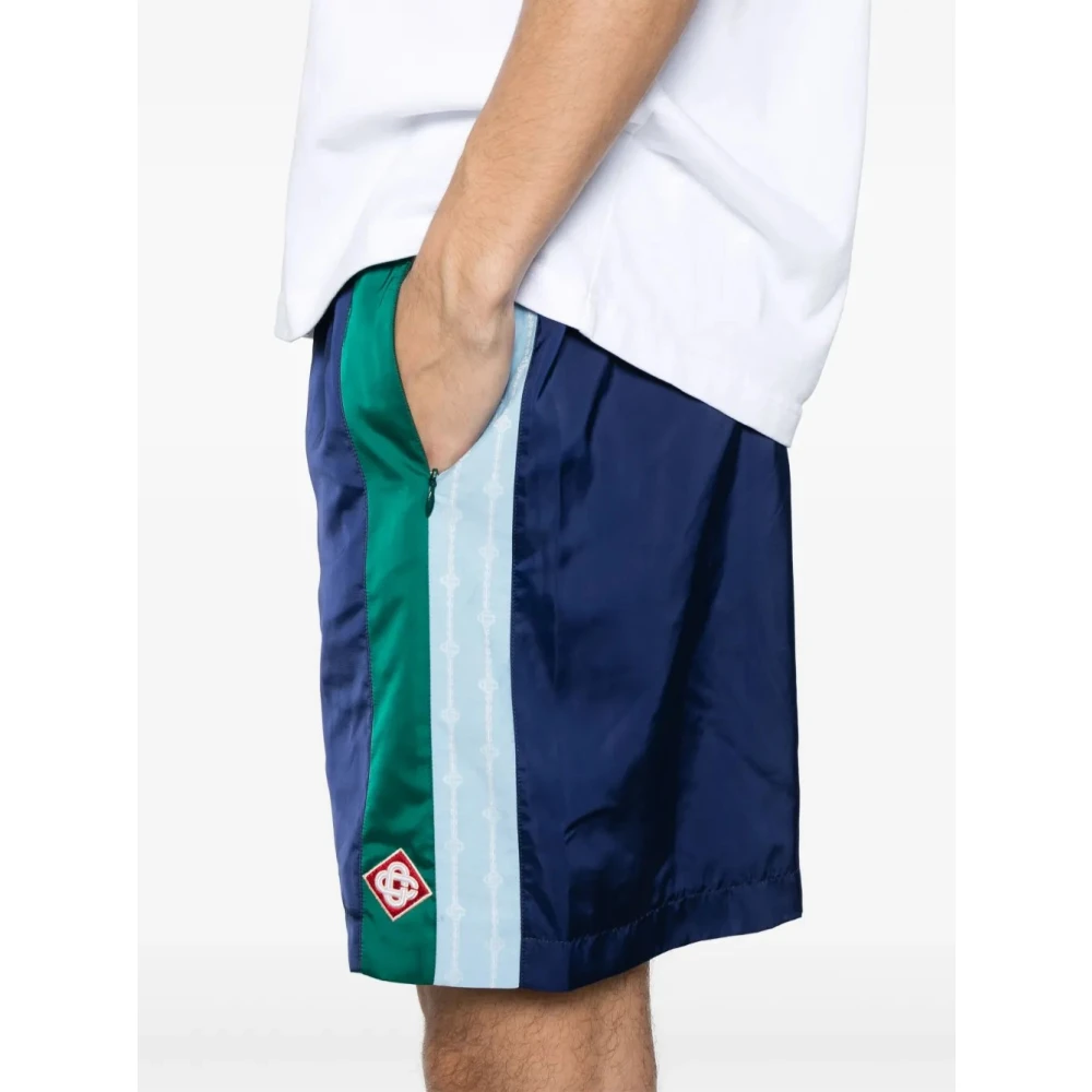 Casablanca Geplooide Nylon Blauwe Shorts Blue Heren
