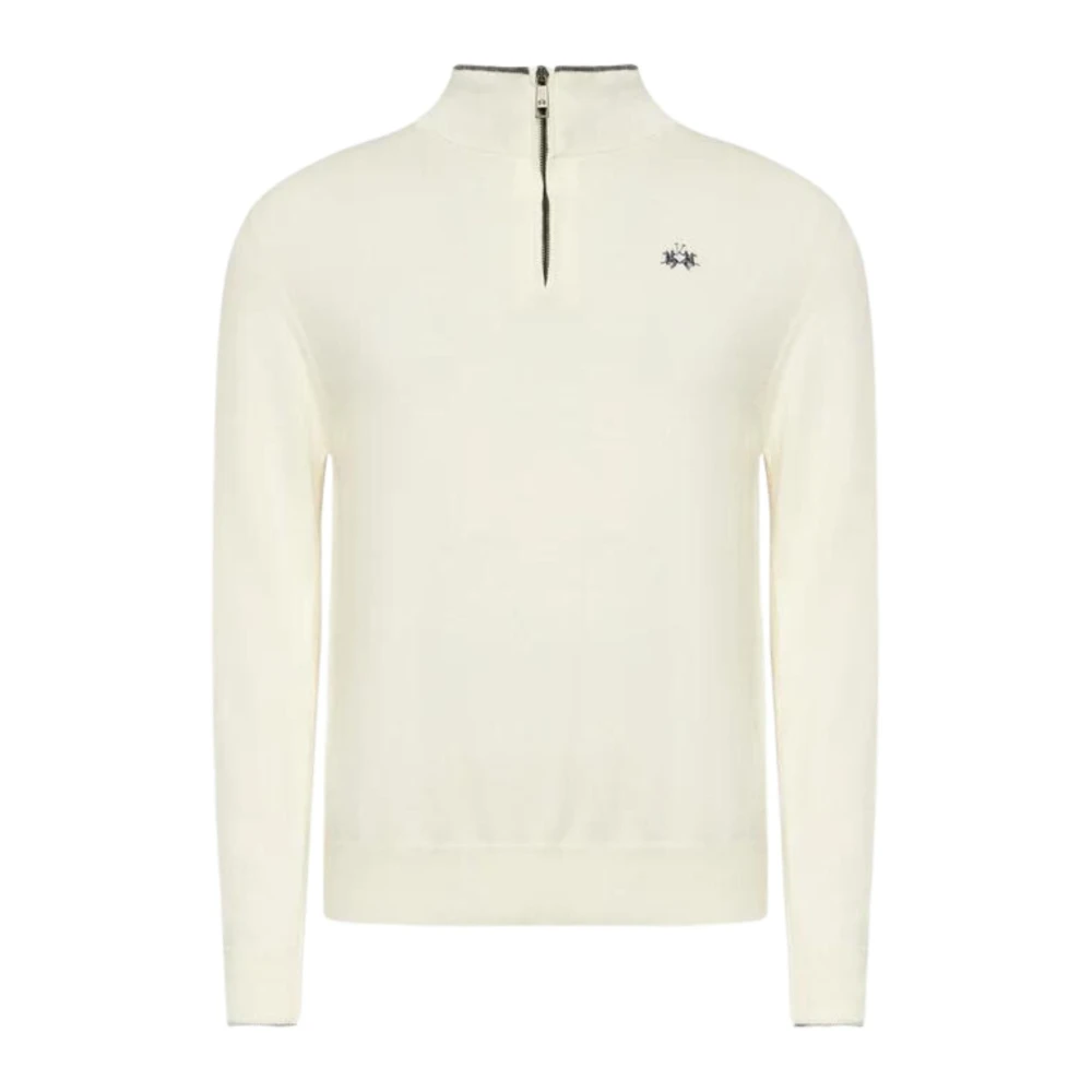 LA MARTINA Heren Zip Hals Pullover Trui White Heren