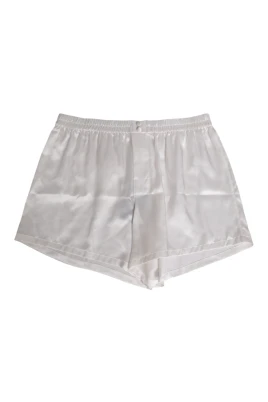 Vit Sidensatin Herr Boxer Badkläder