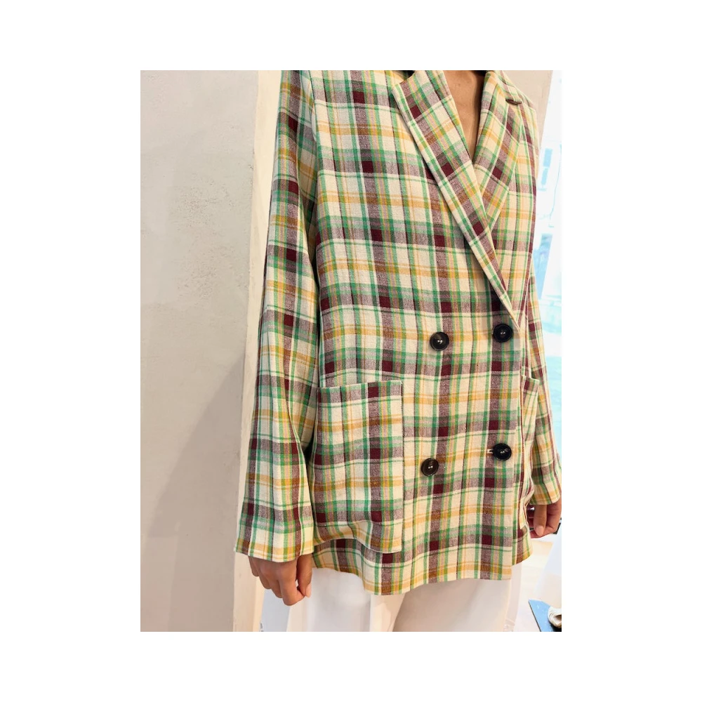 Phisique du Role Geruite Linnen Blazer Multicolor Dames