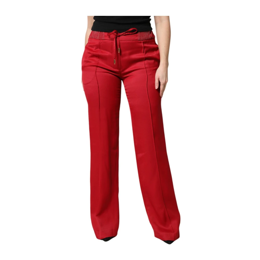 Dolce & Gabbana Donna Rosso - Pantaloni Rossi Dritti Con Coulisse - Trousers - M