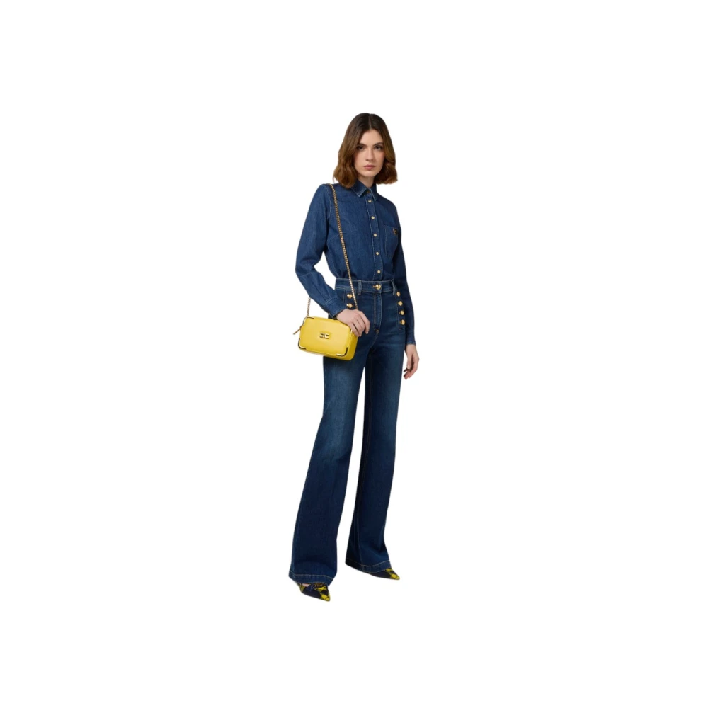 Elisabetta Franchi Denim Shirt Mode Model Blue Dames
