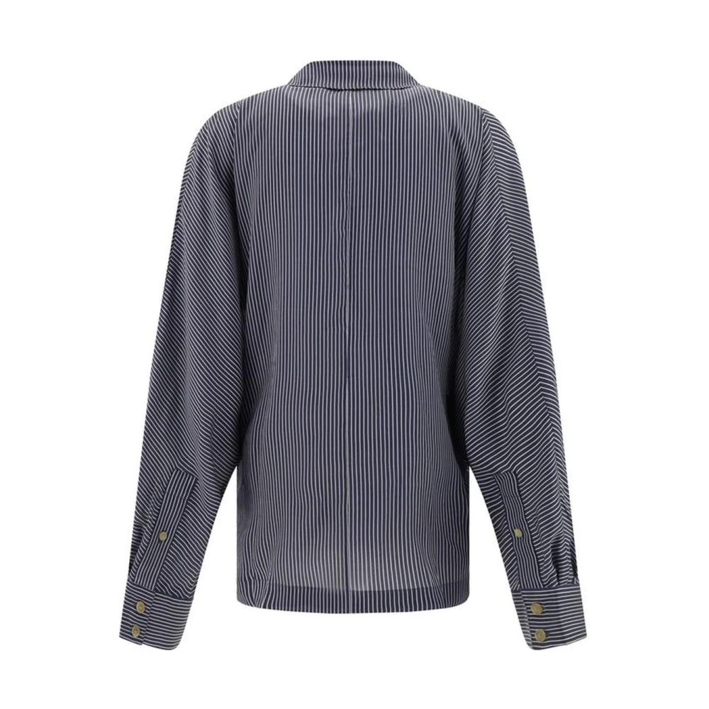 Khaite Pinstripe Deep V-Neck Shirt Blue Dames