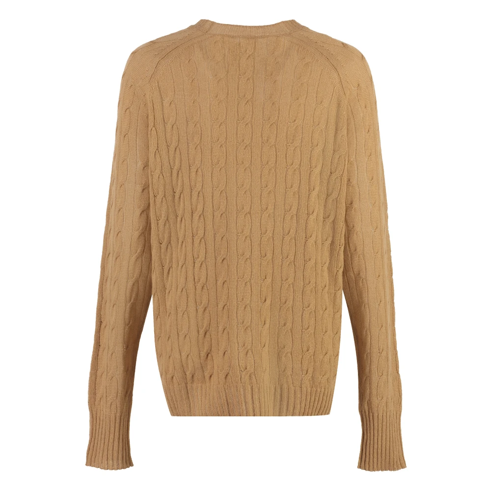 ETRO Kasjmier Kabelgebreide Ronde Hals Trui Brown Dames