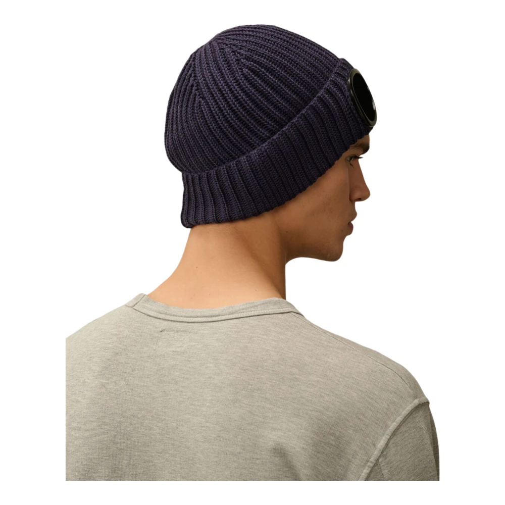 C.P. Company Merino Beanie met Goggle zwart Black Heren