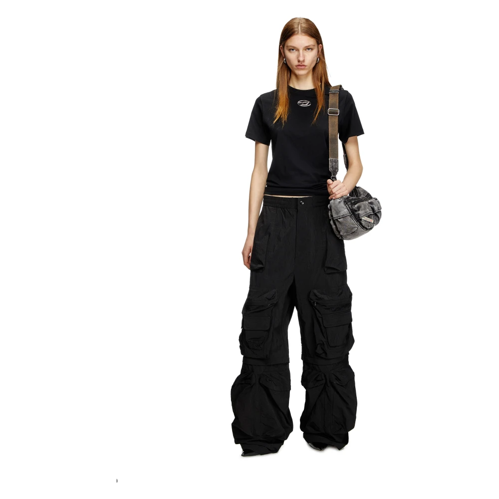 Diesel Katoenen Crew-neck T-shirt met Logo Black Dames