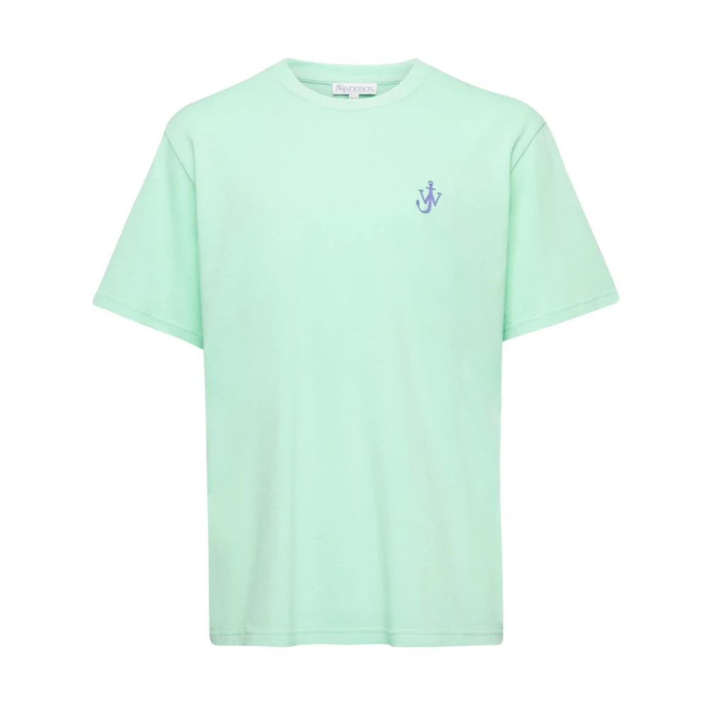 Jw Anderson Men's Green T-Shirt With Anchor Embroidery