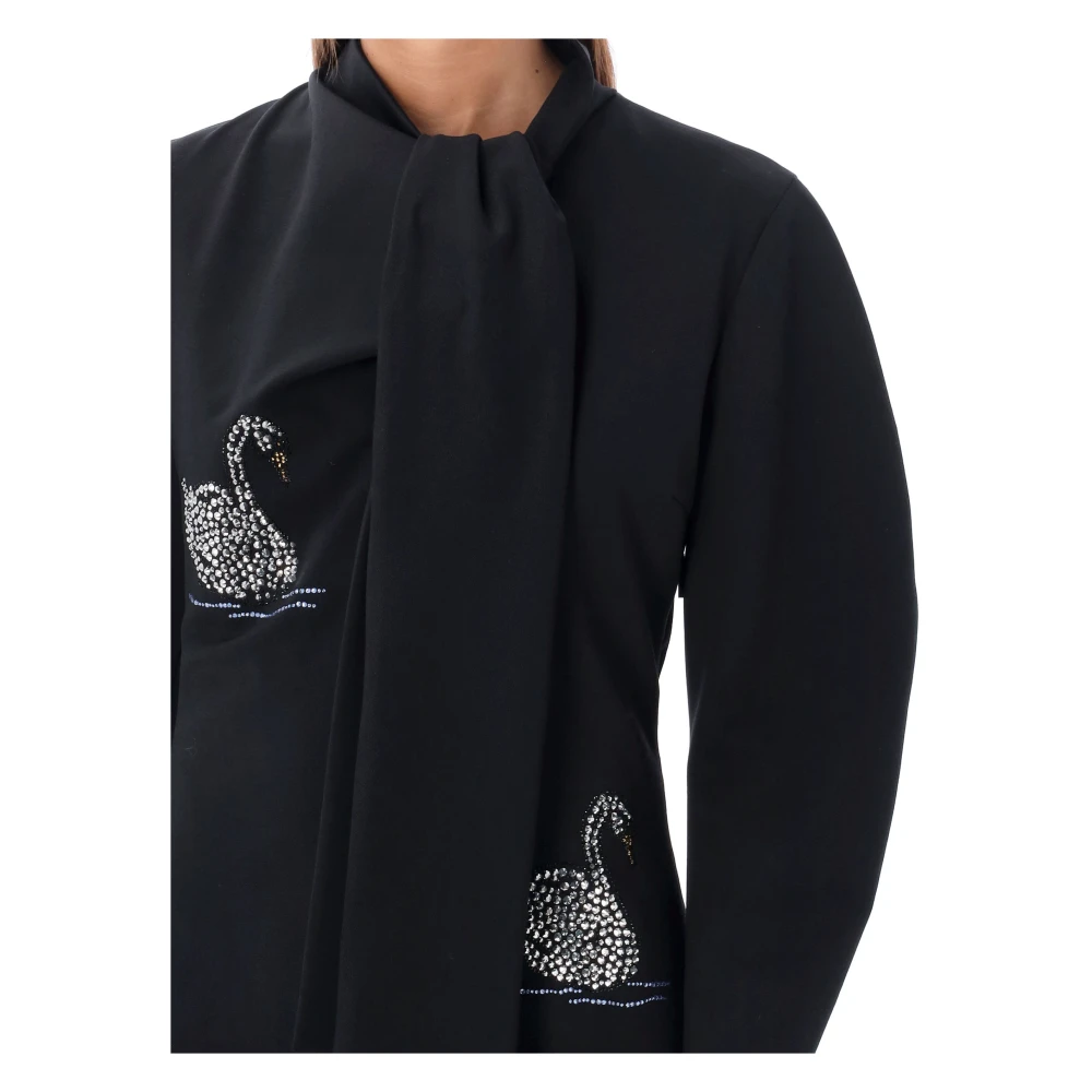 Msgm Zwarte Swan Mini Jurk Aw24 Black Dames