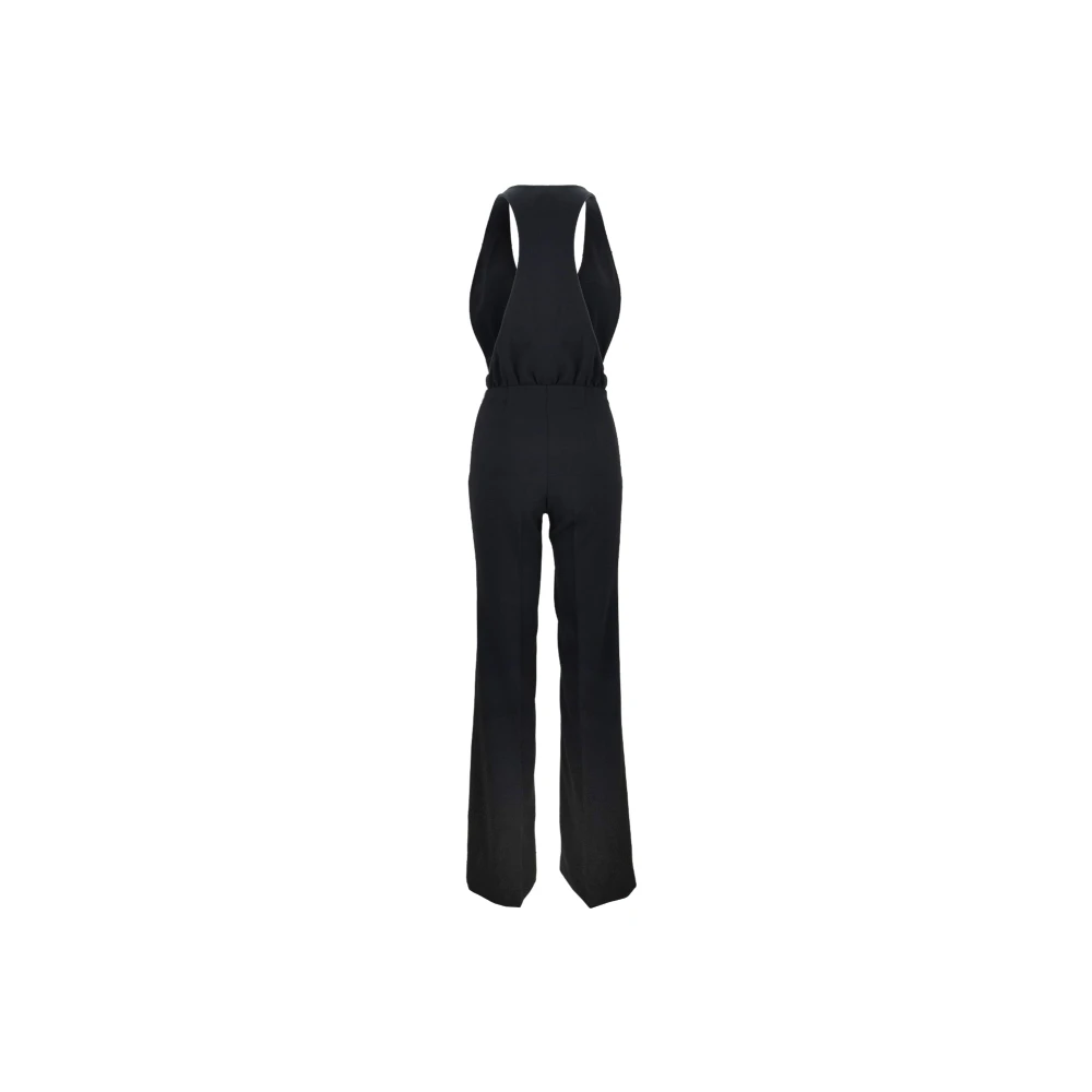 Elisabetta Franchi Gouden Geborduurde Jumpsuit met Rits Black Dames