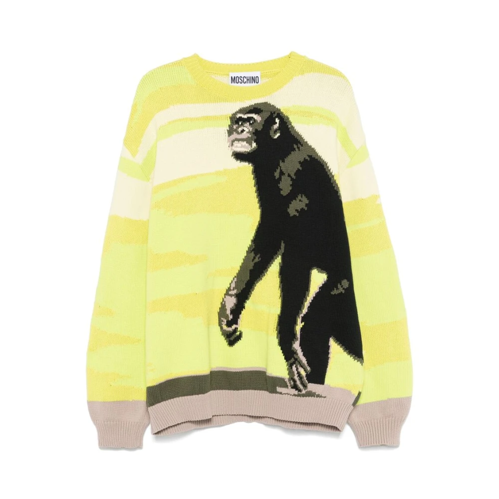 Moschino Lime Green Crew Neck Sweater Green Heren