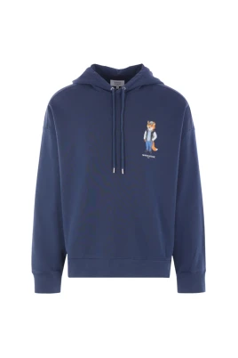 Blå Räv Hoodie Oversize Tröja