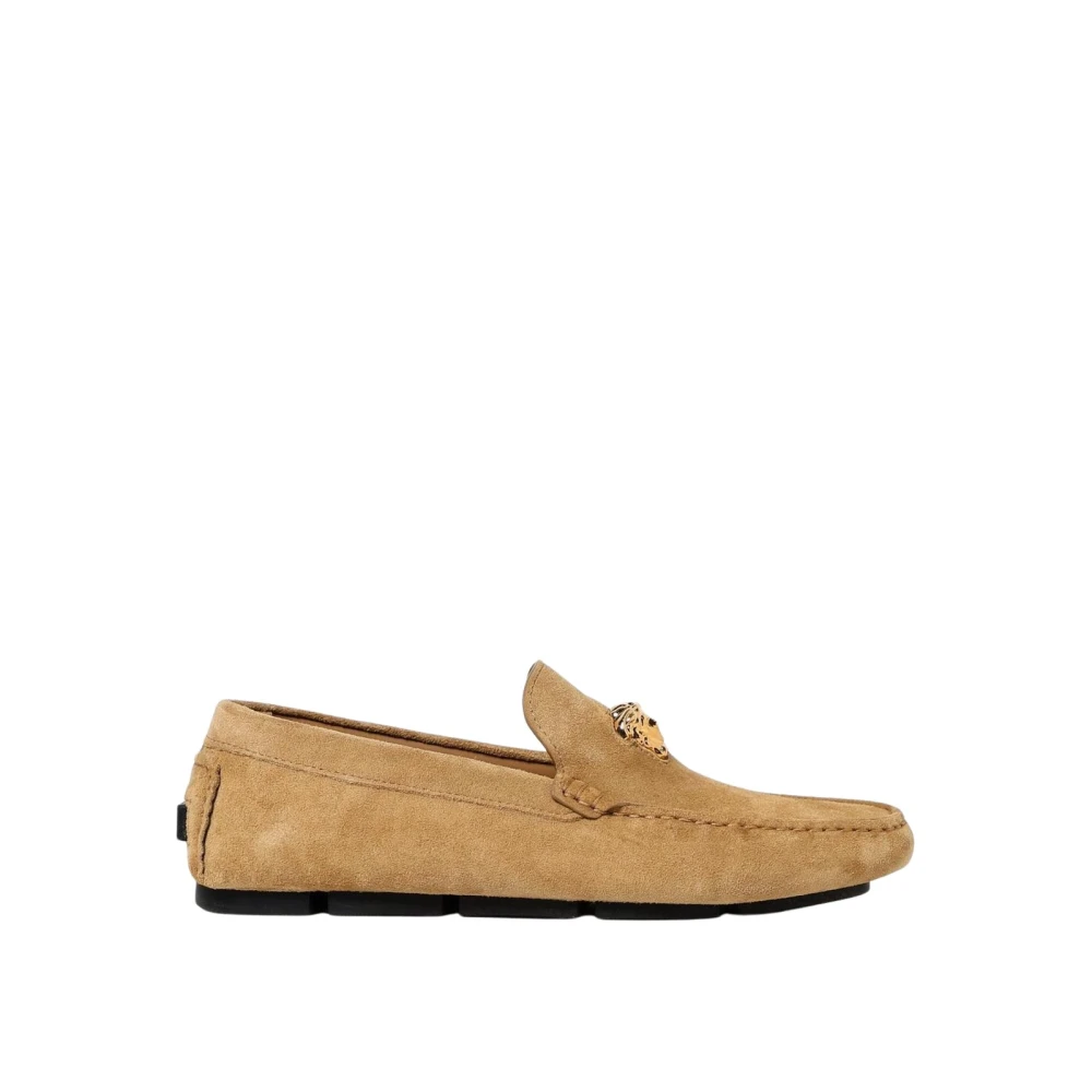 Versace Men's Beige Loafers, 10 Uk, Medusa Biggie Loafers