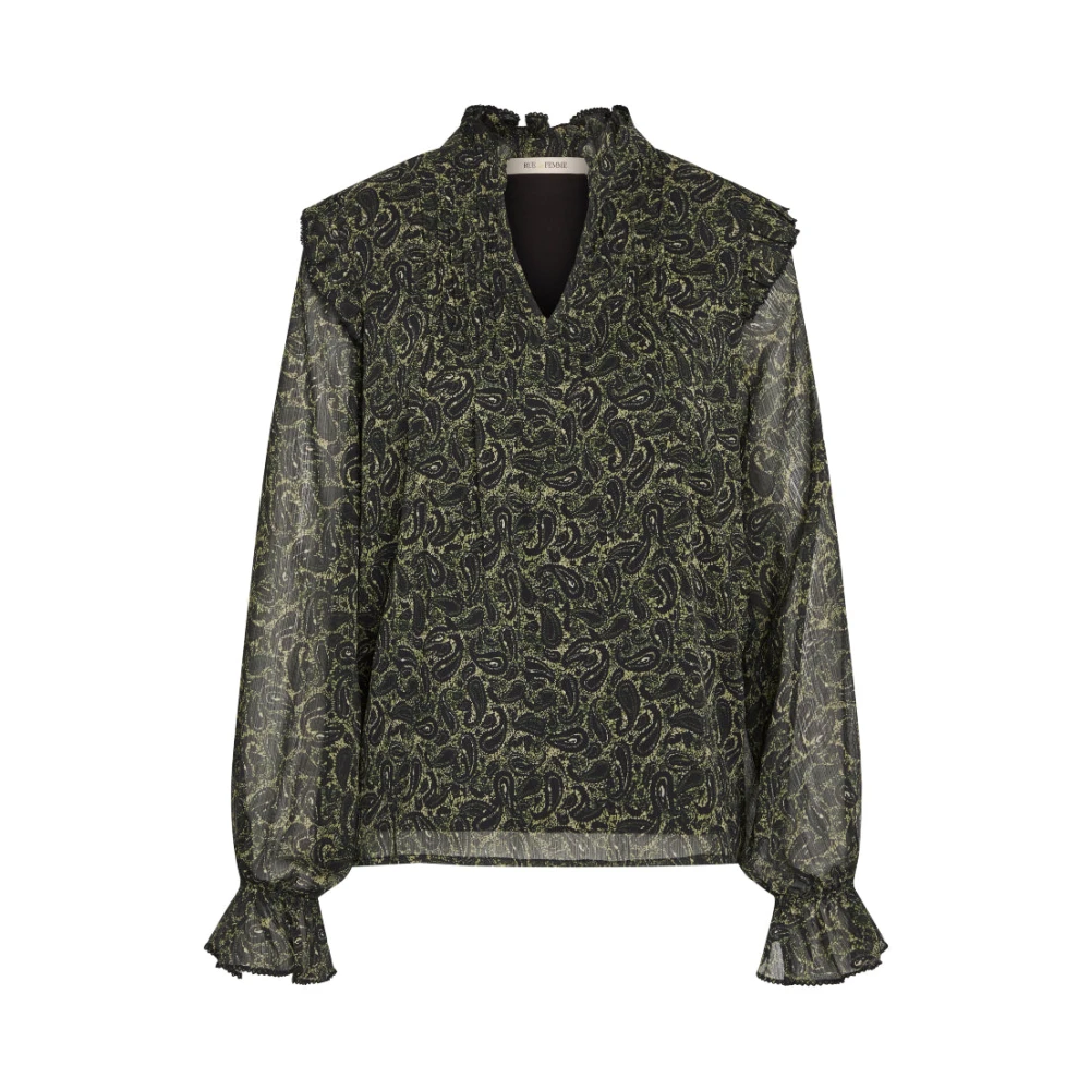 RUE de Femme Groene Fiona Blouse met Ruches Green Dames