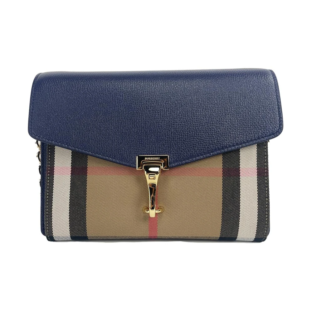 Burberry Blå Rutig Läder Crossbody Väska Multicolor, Dam