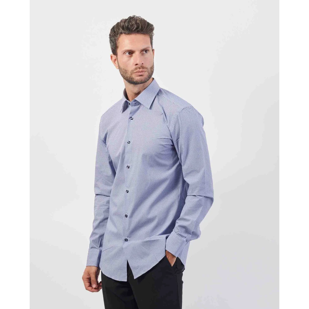 Boss Blauw Katoenen Poplin Overhemd Blue Heren