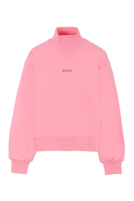 sweatshirt-rose-en-coton-polaire-avec-logo