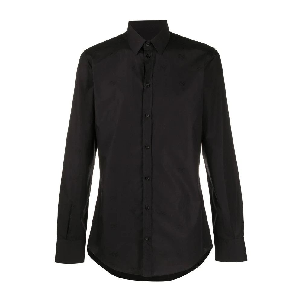 Dolce & Gabbana Zwarte DG Logo Print Overhemd Black Heren