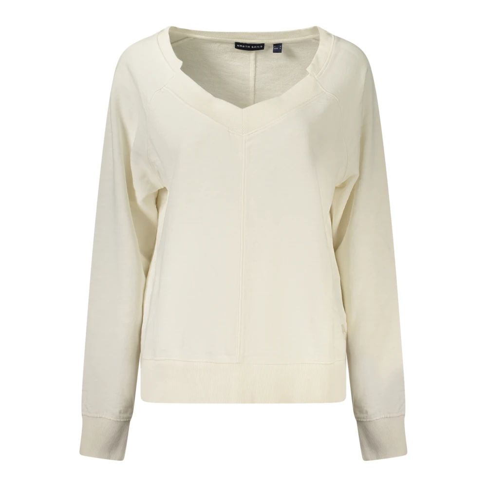 North Sails White Sweatshirts, Female, Xs, Long-Sleeved V-Neck Sweatshirt