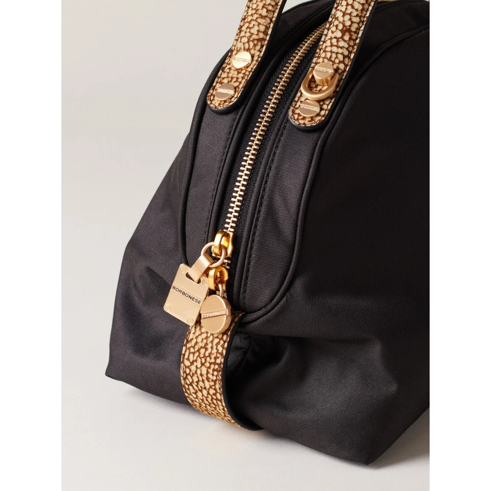 Borbonese Suède handtas met ritssluiting Black Dames