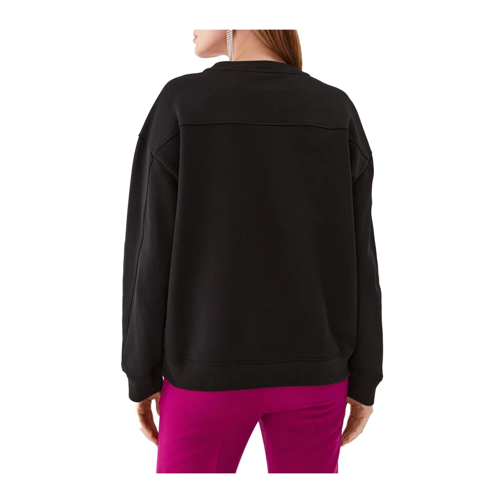 pinko Klassieke katoenen trui met uitgesneden logo Black Dames