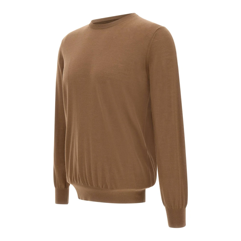 Kangra Bruine Wol Crew Neck Sweater Brown Heren