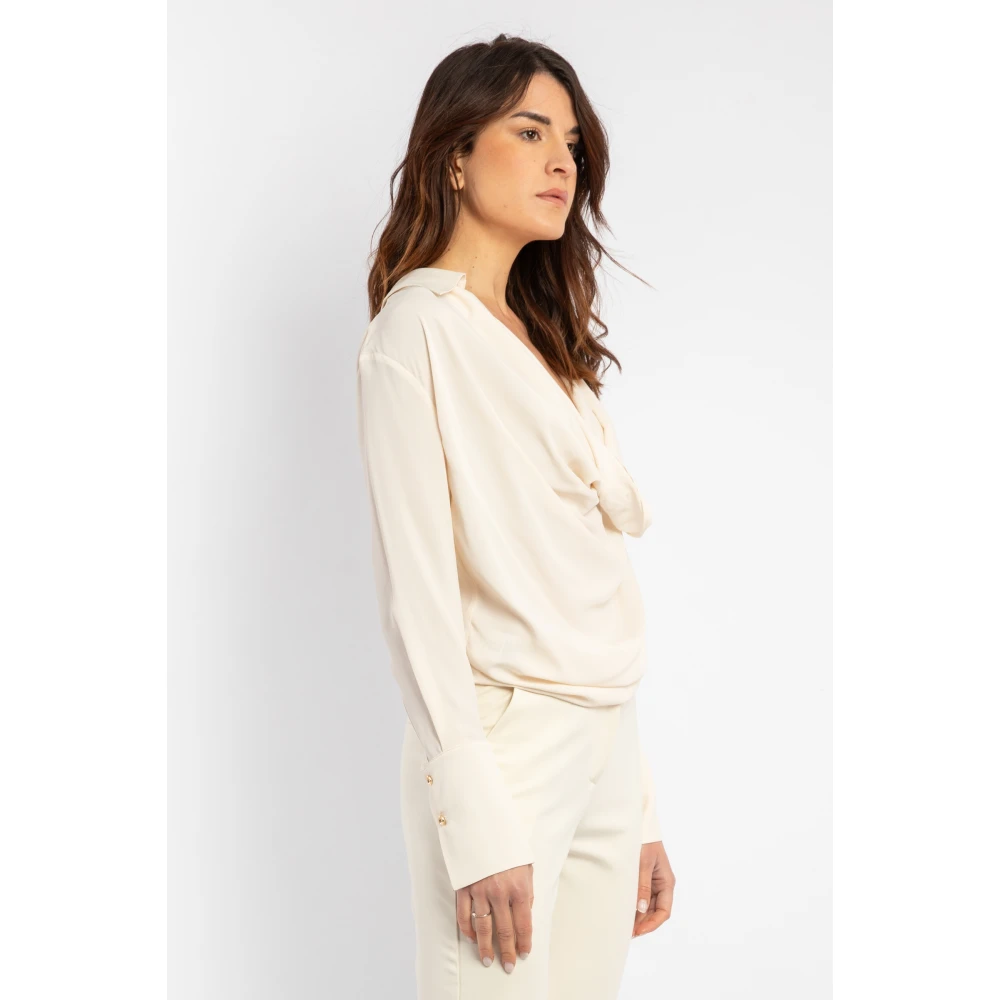 pinko Zijden blend blouse met gedrapeerd volume Pink Dames