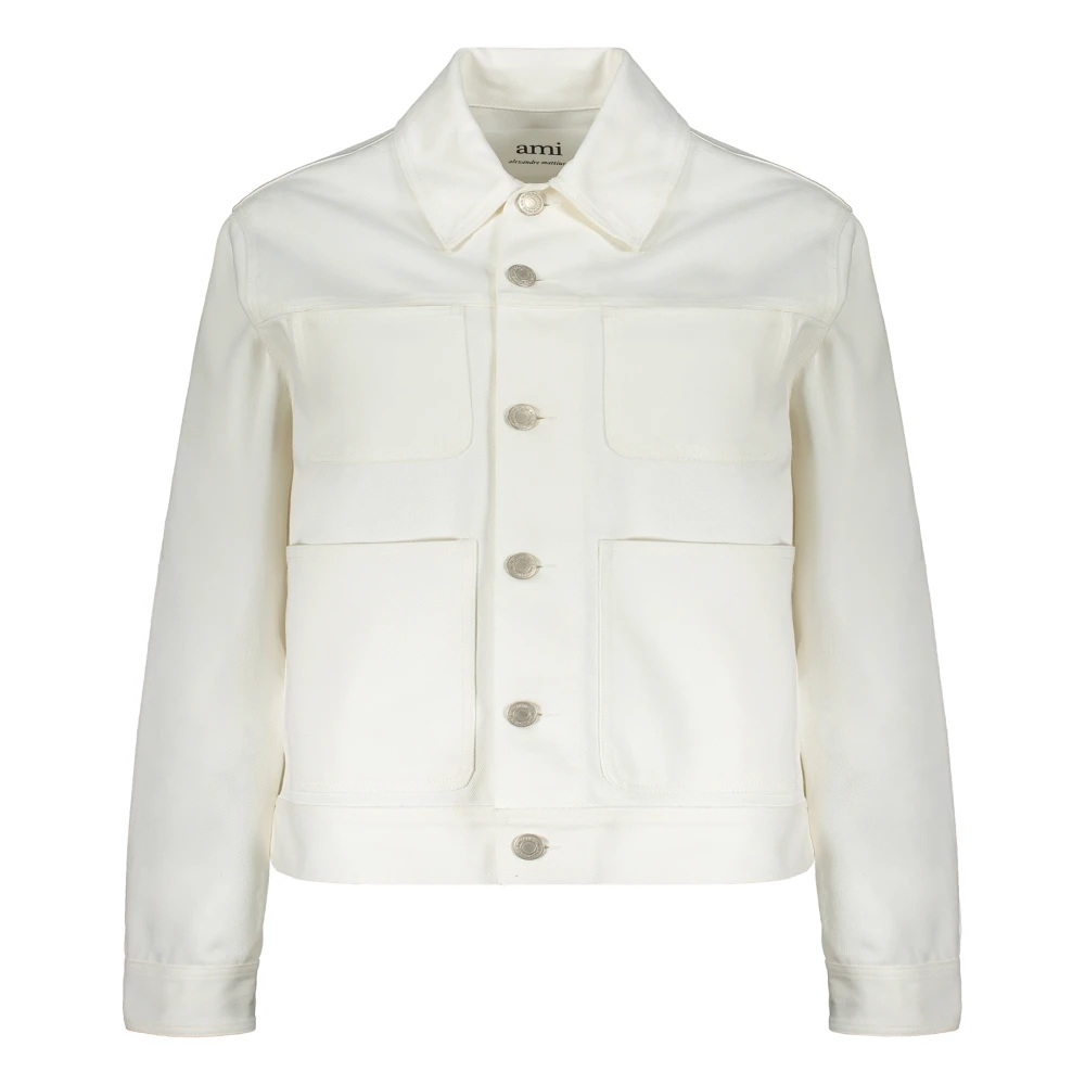 Ami Paris Stijlvol Denim Jack met Vier Zakken White Heren