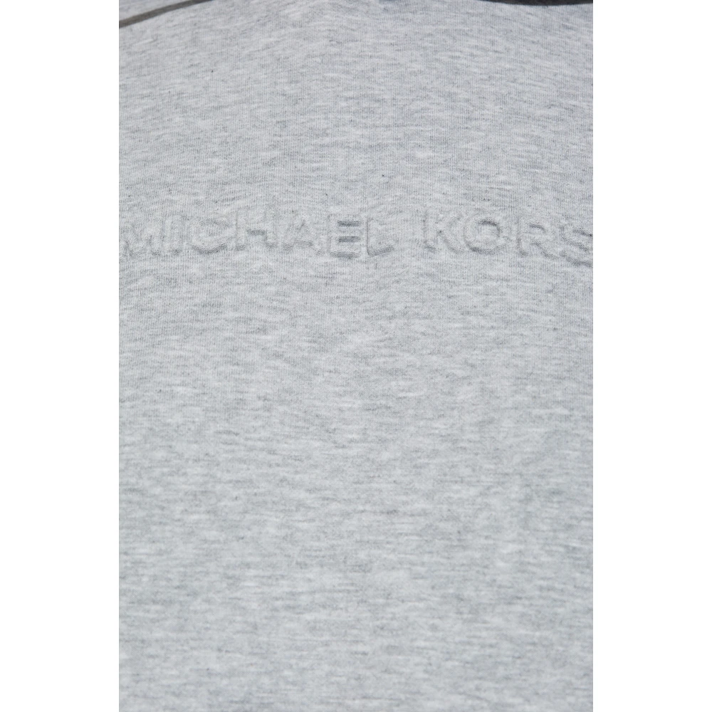 Michael Kors Logo Embossed Hoodie Gray Dames