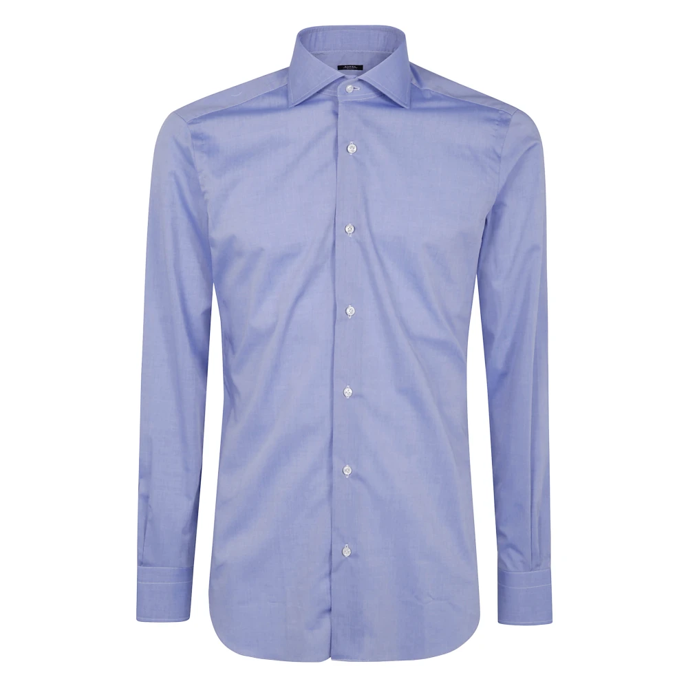 Barba Napoli Klassieke Fil A Fil Overhemd Blue Heren