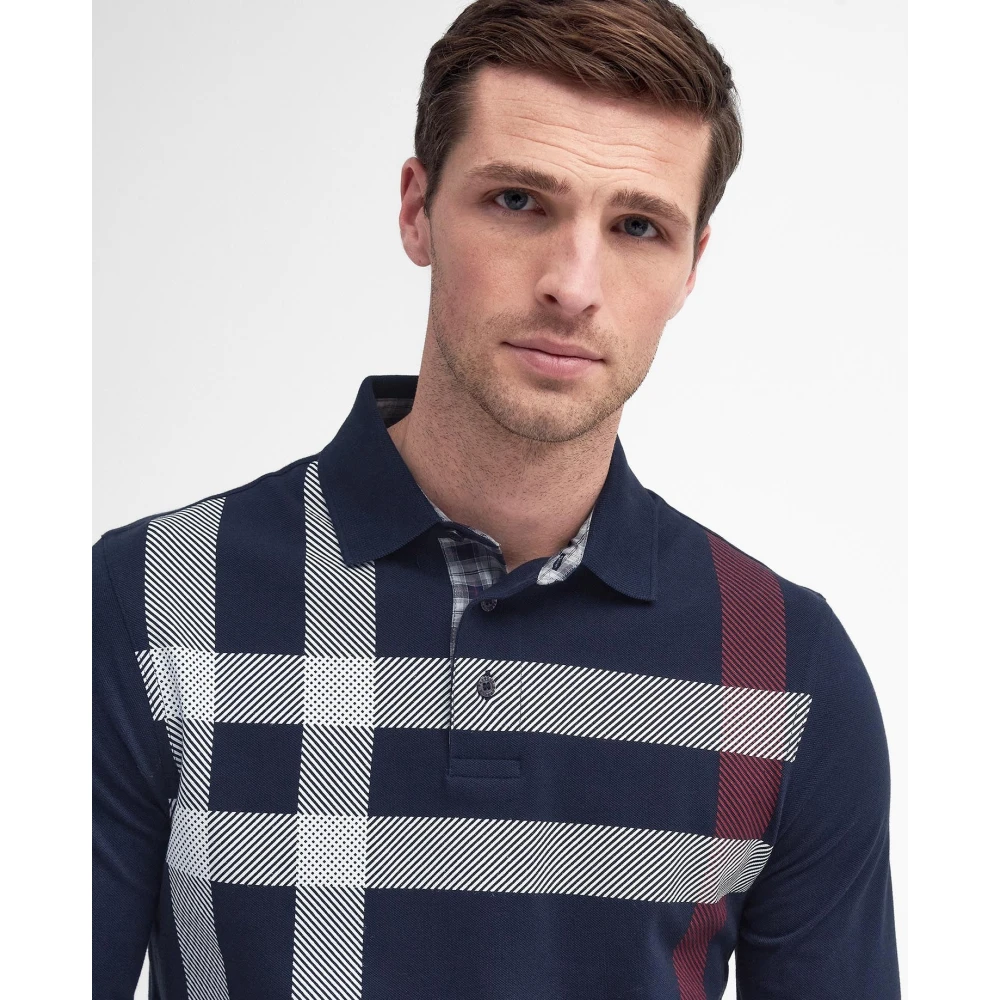Barbour Tartan Poloshirt met Lange Mouwen Blue Heren