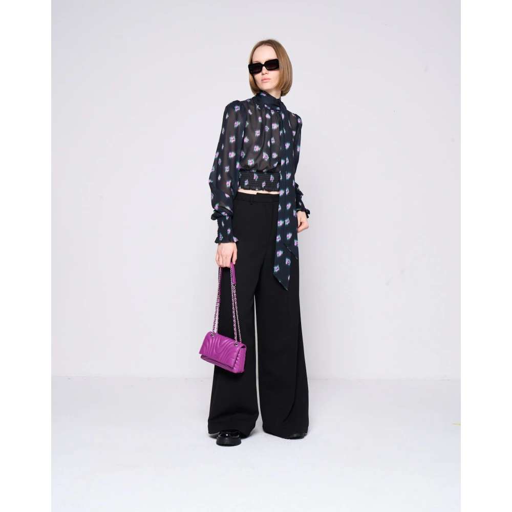 Silvian Heach Fantasie Blouse met Pofmouwen Blue Dames