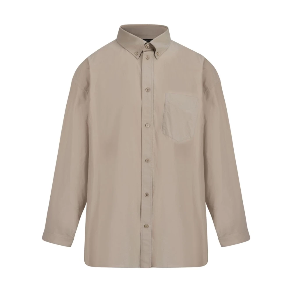 Balenciaga Beige Logo Zwarte Achterkant Shirt Beige Heren
