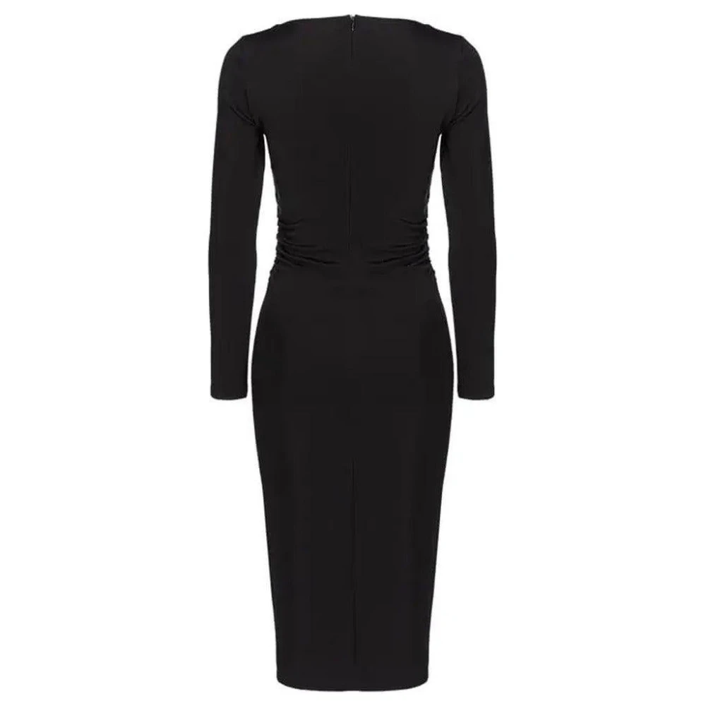 pinko Neopreen Lange Jurk met Slim Fit Black Dames
